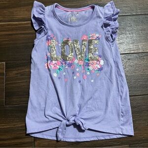 Cynthia Rowley Girls Shirt‎ Purple with Sequin LOVE Short Sleeve Large 10 12
